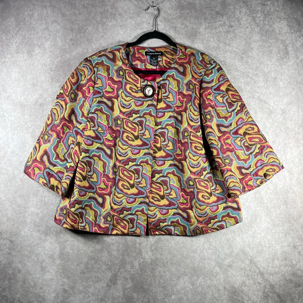 Margaret Frances Blazer Jacket‎ Womens Size 16 Multicolor Abstract Art To Wear